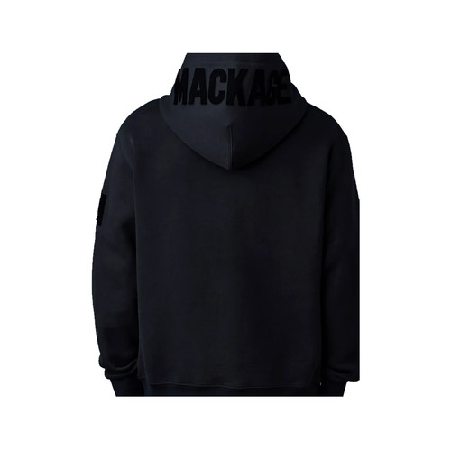 まゆげ　CGRY／BLK M MACKAGE KRYS VELVET EMBROIDERY HOODIE - BLACK | Platinum