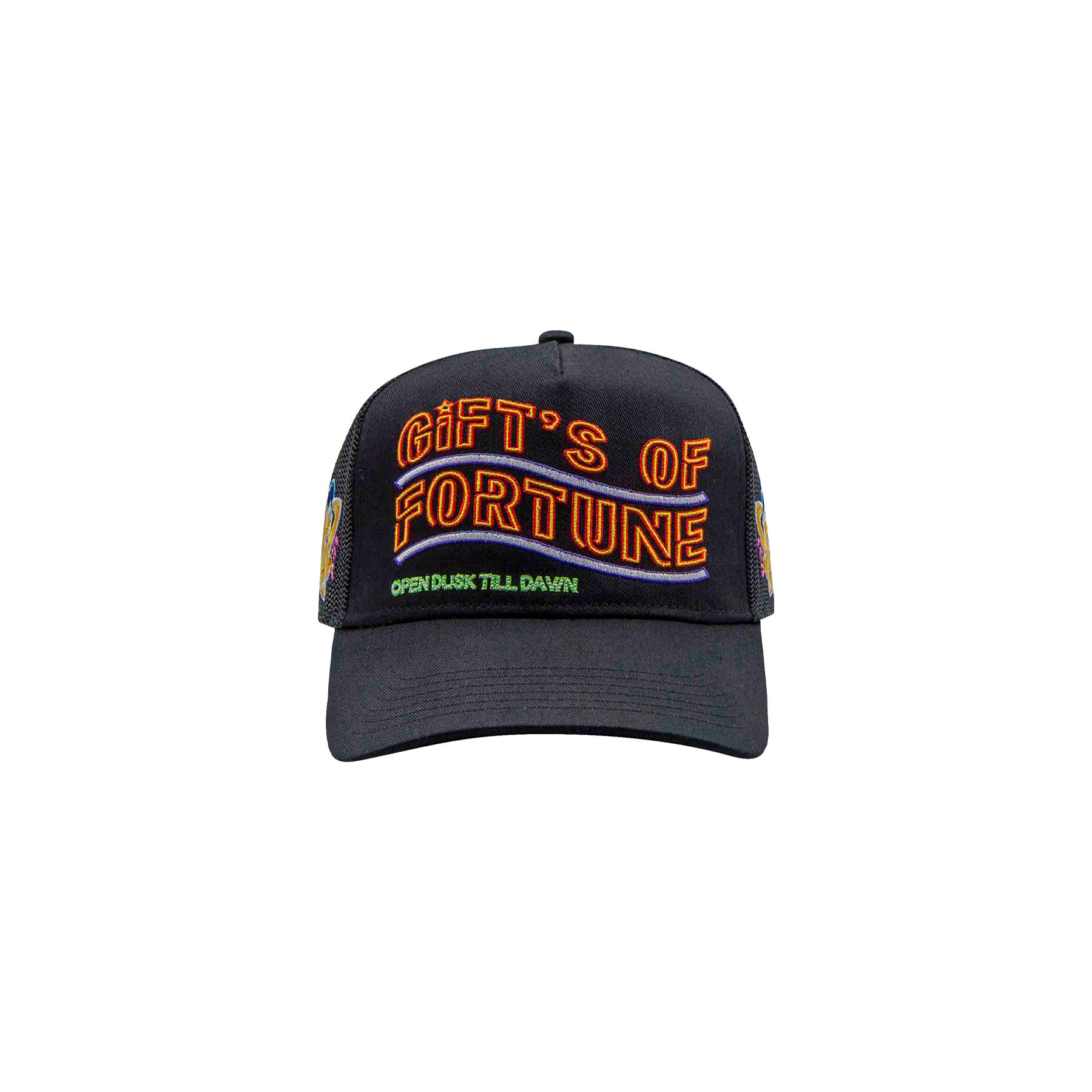 GIFTS OF FORTUNE NEON GIRL TRUCKER HAT IN BLACK