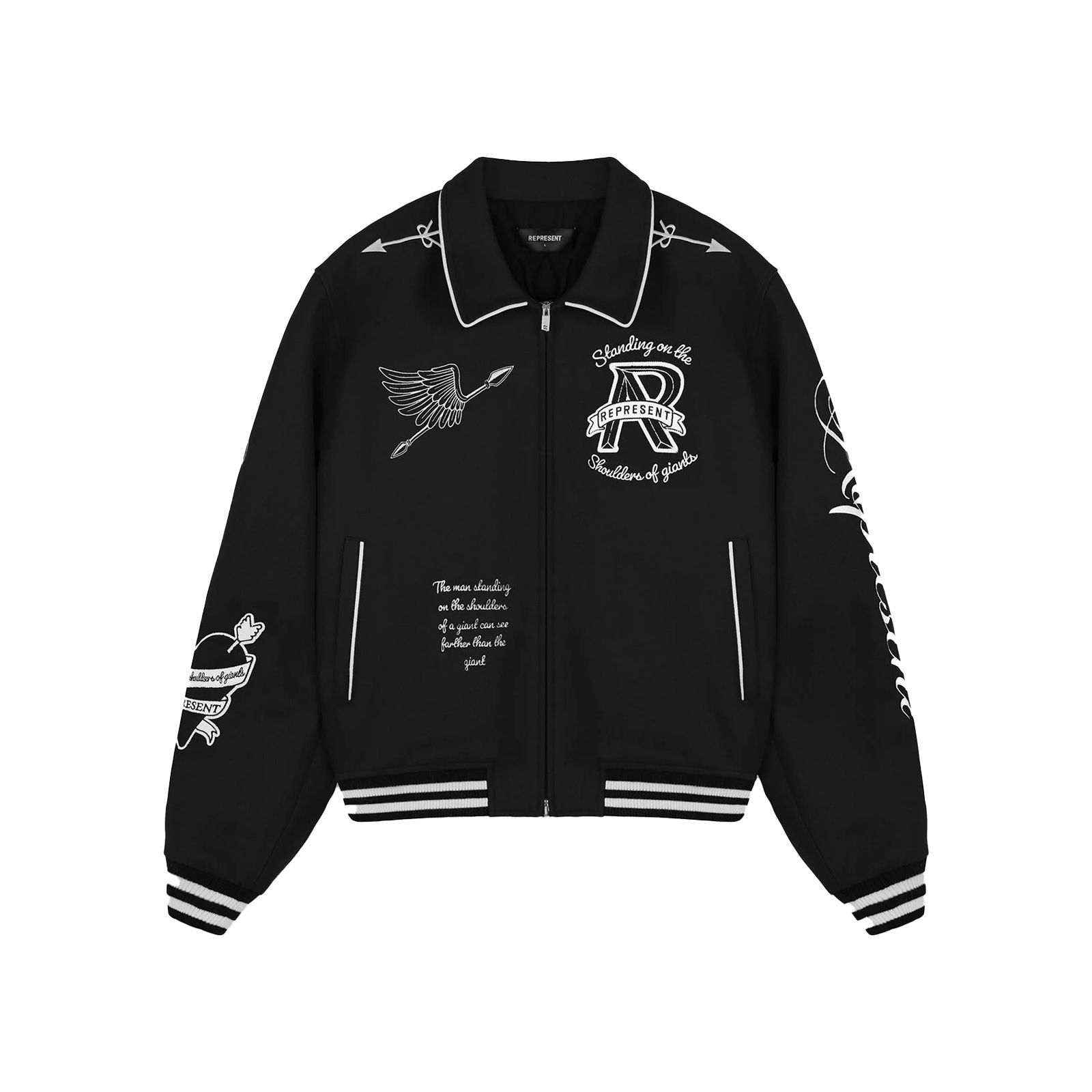 REPRESENT UK CHERUB WOOL VARSITY JACKET - JET BLACK