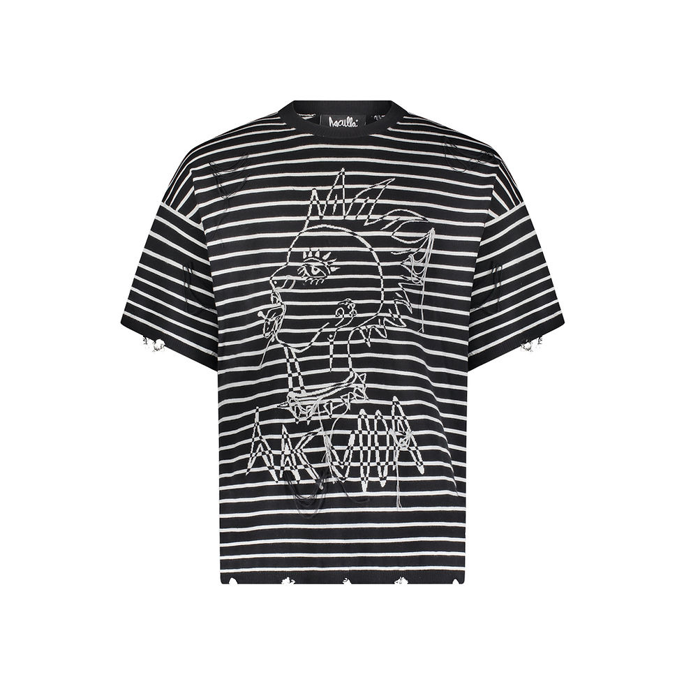 HACULLA HAC PUNK KNITTED STRIPED SWEATER TEE IN BLACK/WHITE