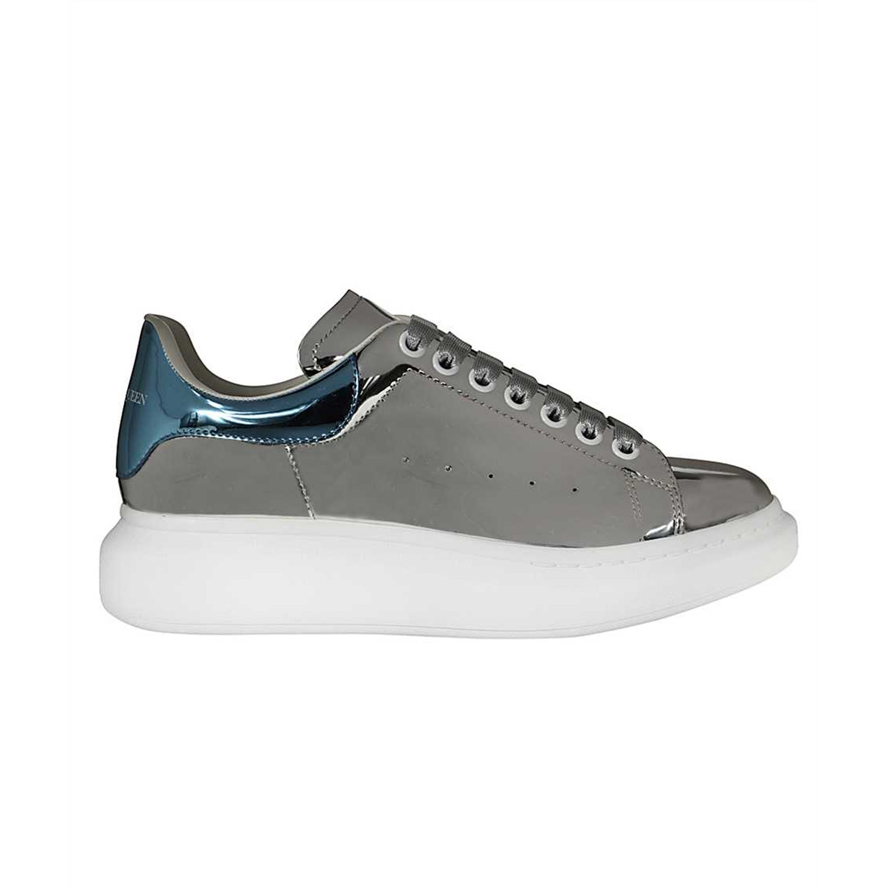 ALEXANDER MCQUEEN OVERSIZED MAGIC MIRROR SNEAKER IN SILVER