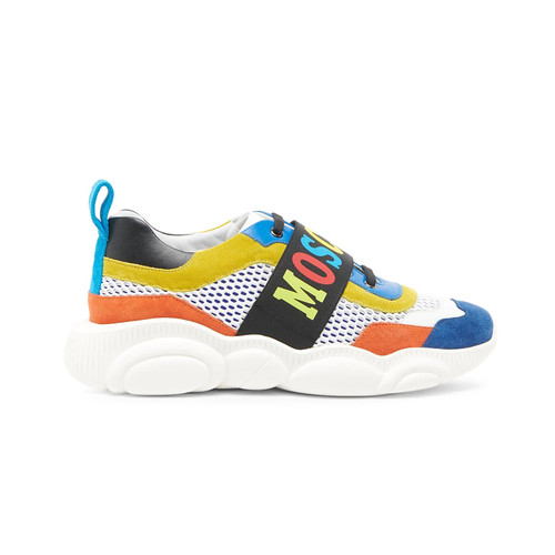 MOSCHINO TEDDY COLOR-BLOCKED LOGO SNEAKERS IN MULTI | Platinum