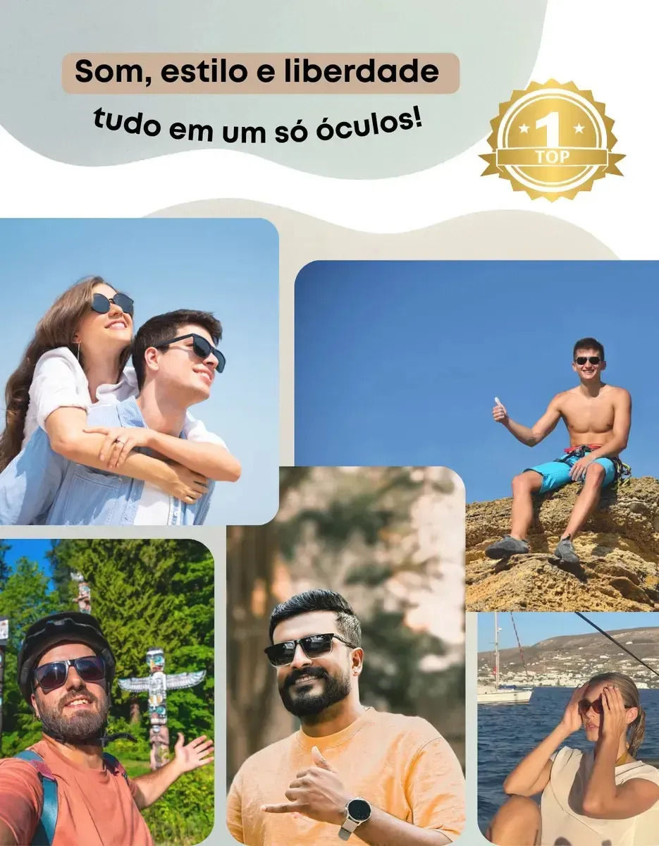Miniatura: Oculos Sol Smart Bluetooth Microfone Auto Falante Chamada Espelho Preto