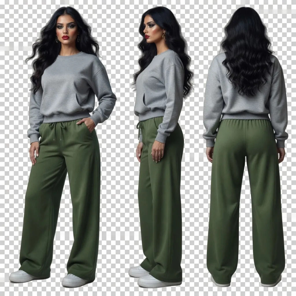 Calça Pantalona Feminina Moletinho Elegante Casual Cintura Verde G