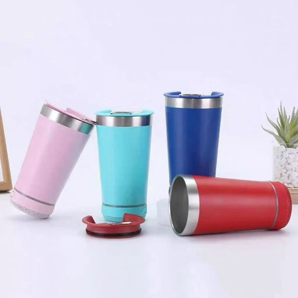 Miniatura: Copo Térmico Tampa Abridor Cerveja Caixa Som Bluetooth 473ml Branco