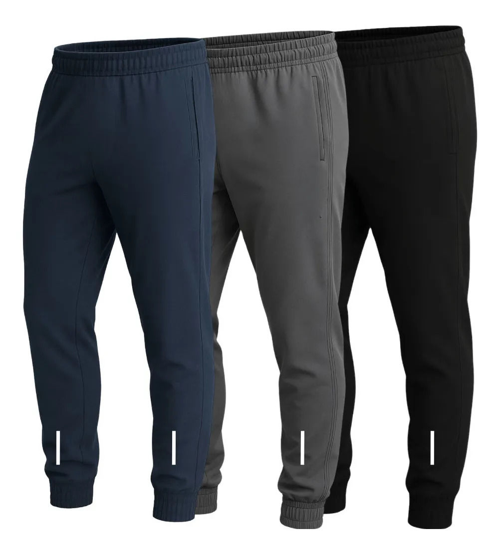 Kit 3 Calça Chimpa Poliéster Zíper No Bolso Corrida Esporte Multicolorido Gg