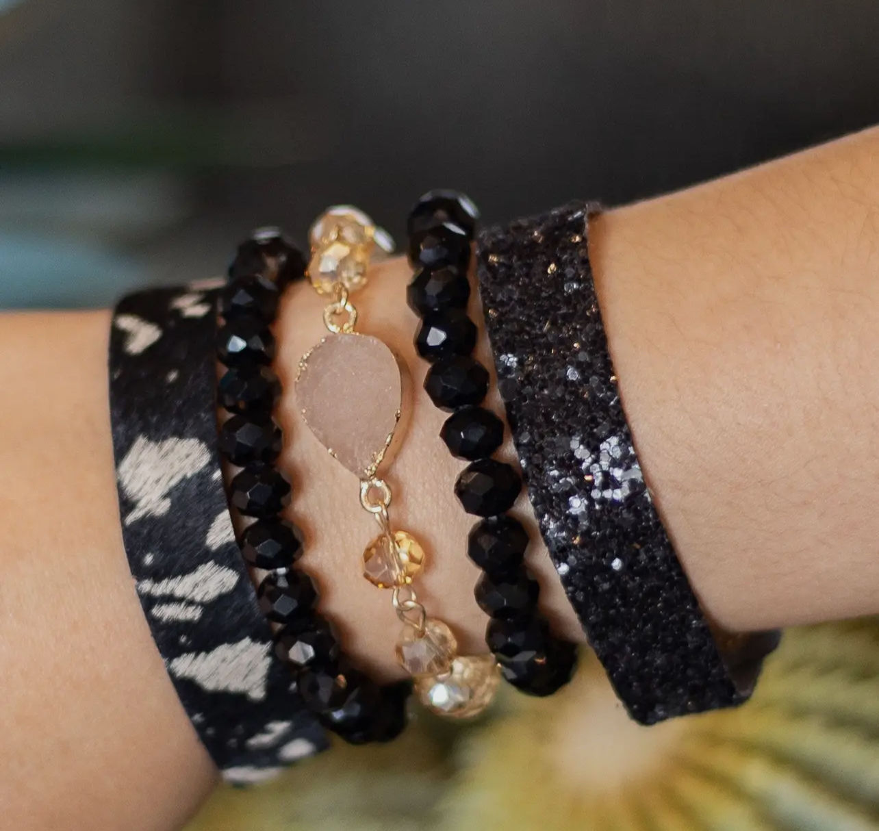 Black cowgirl bracelet set 