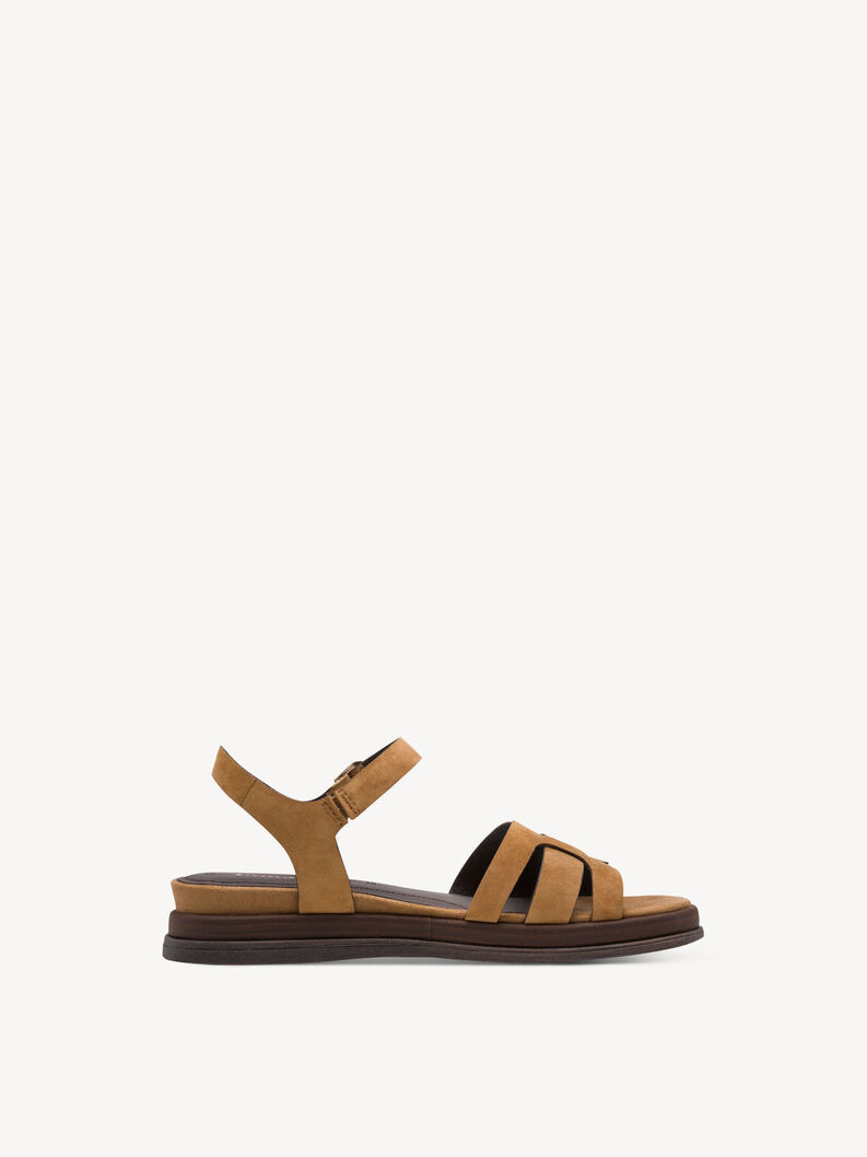 Miniature : Sandales compensées en cuir - marron- 28235 - 305