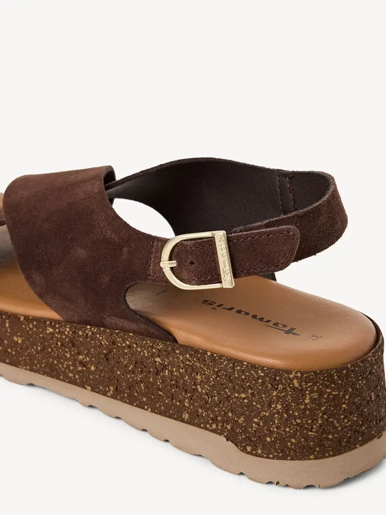 Miniature : Sandales compensées en cuir - marron - 28205 - 304