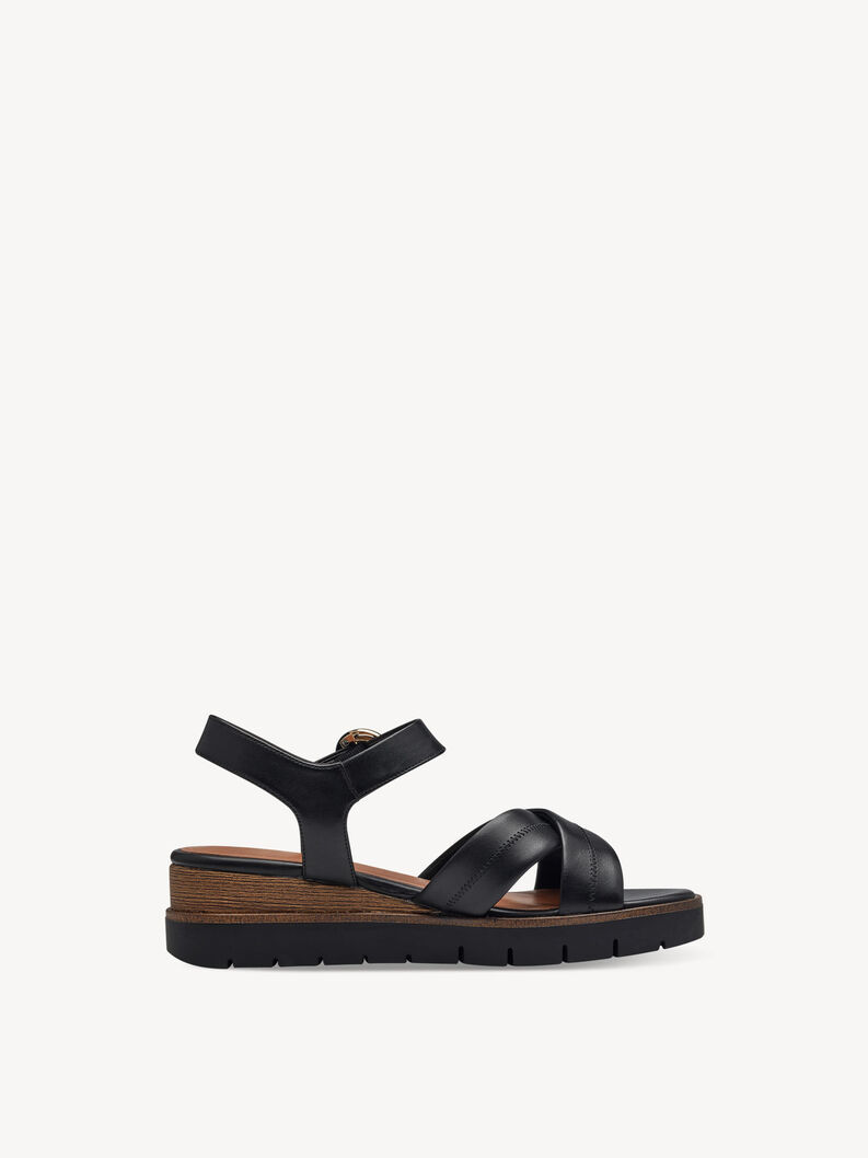 Miniature : Sandales compensées en cuir - noir - 28202 - 003
