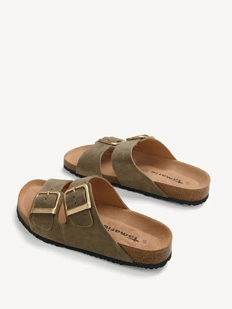 Miniature : Mules en cuir - vert olive - 27543 - 7A2