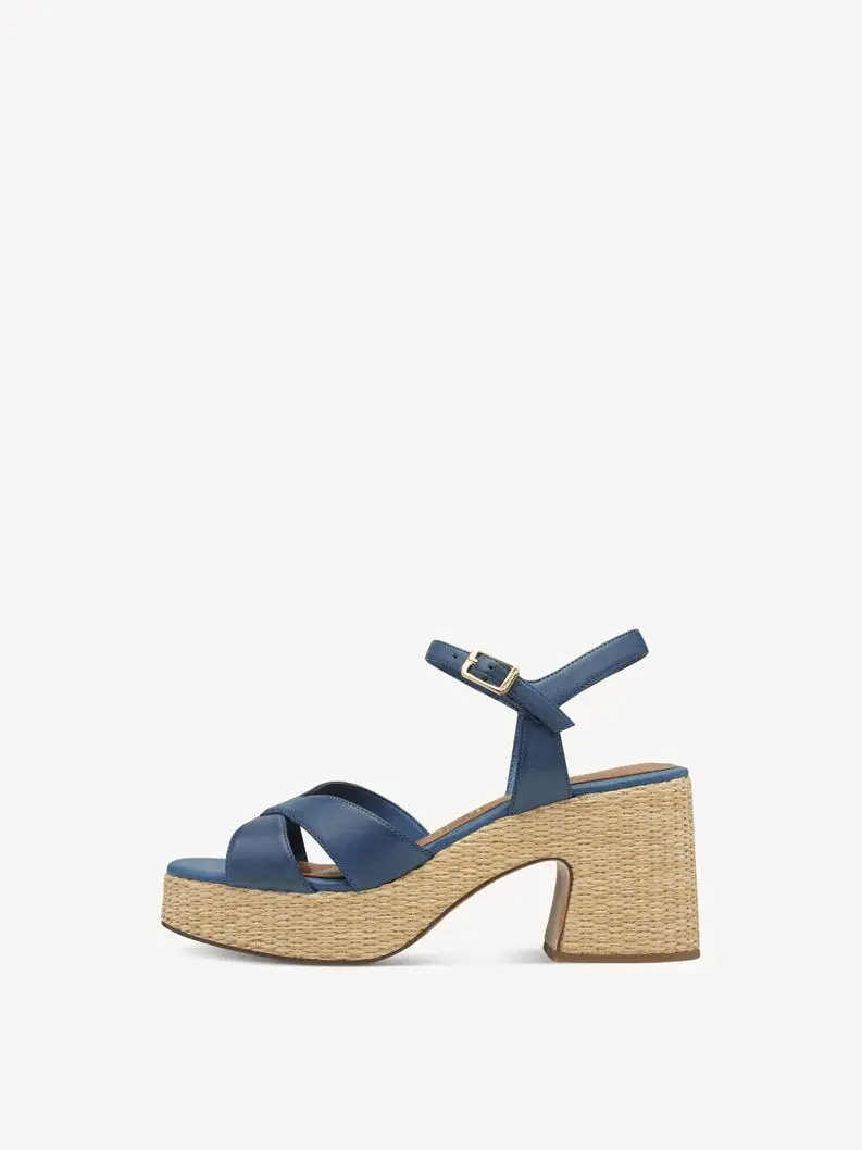Sandale à talon en cuir - bleu - 28313 - 800