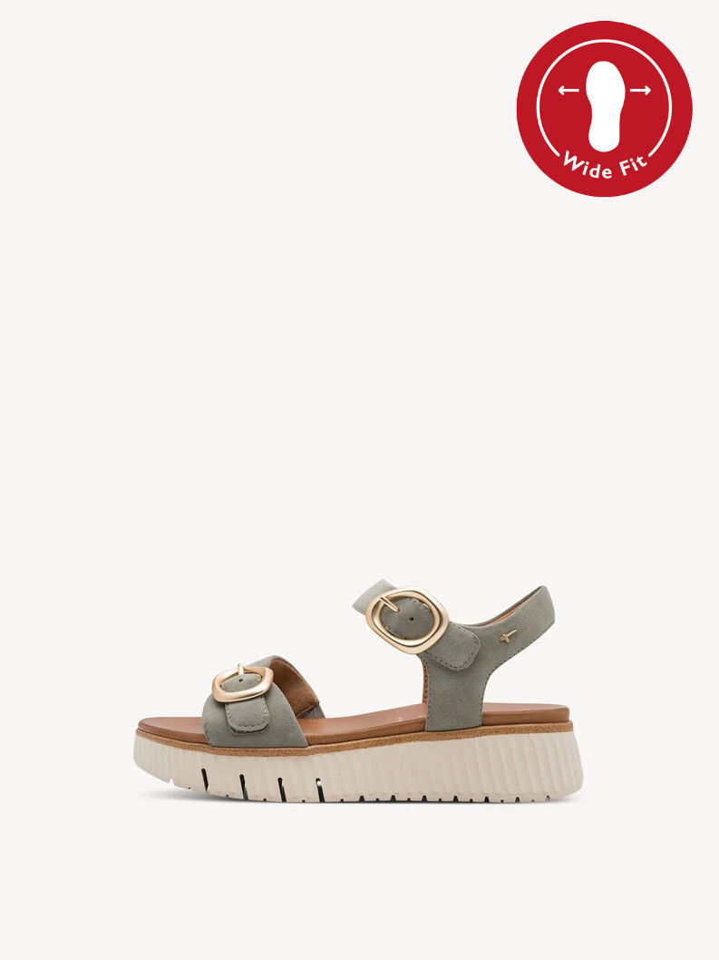 Sandales compensées en cuir - vert - 88721 - 712