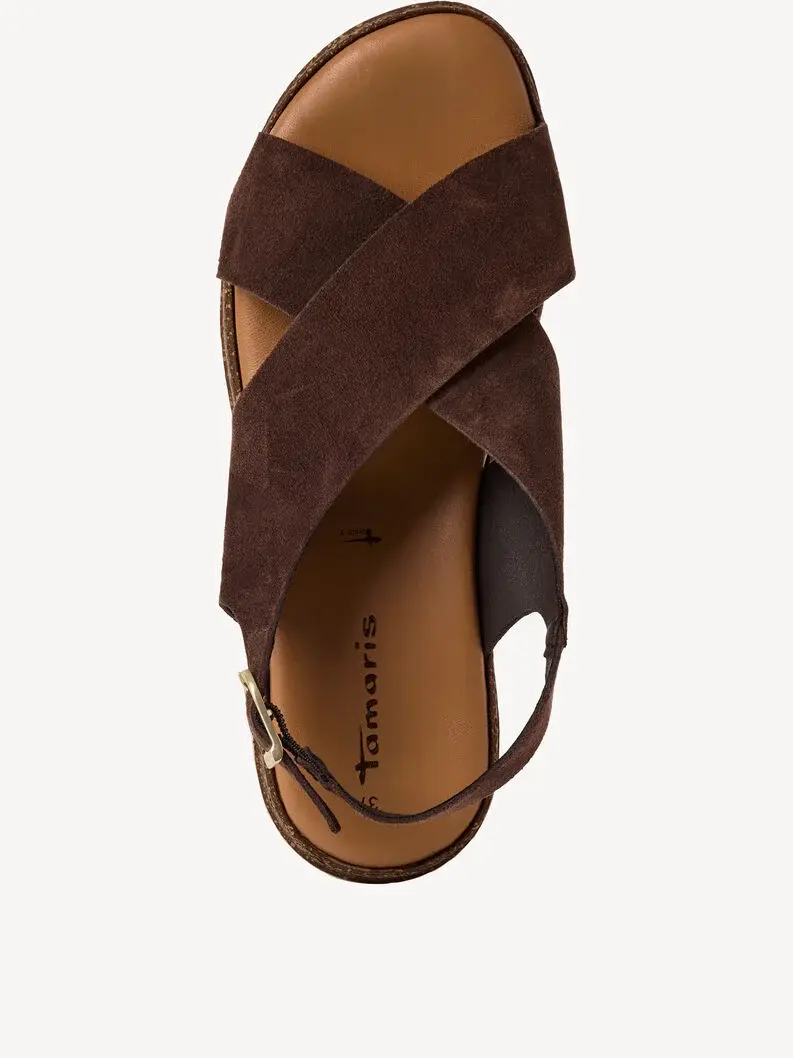 Miniature : Sandales compensées en cuir - marron - 28205 - 304