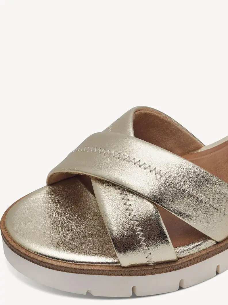 Miniature : Sandales compensées en cuir - dorées - 28202 - 933