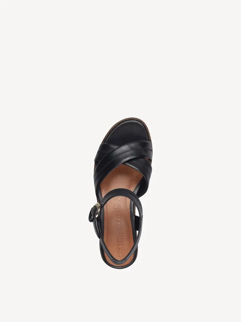 Miniature : Sandales compensées en cuir - noir - 28202 - 003