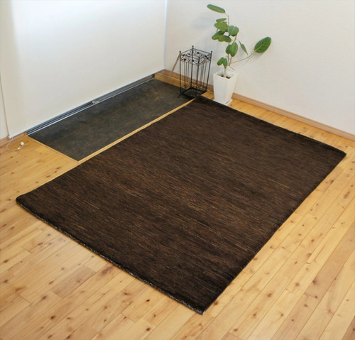 天然ラグ ガゼニラハット 無染めのウール ラグ 195x136cm Dark Brown