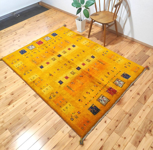 ペルシャ ギャッベ リビング 197x150cm 黄金色 | msrugfactory