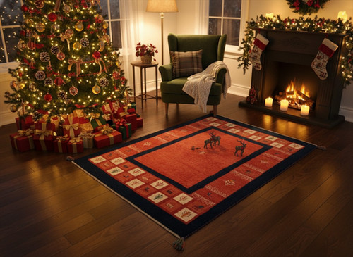 ペルシャ　ギャッベ ソファ前　128×75 茜色　ヤギ ペルシャ ギャッベ ソファ前 128×75 茜色 ヤギ 【公式通販】