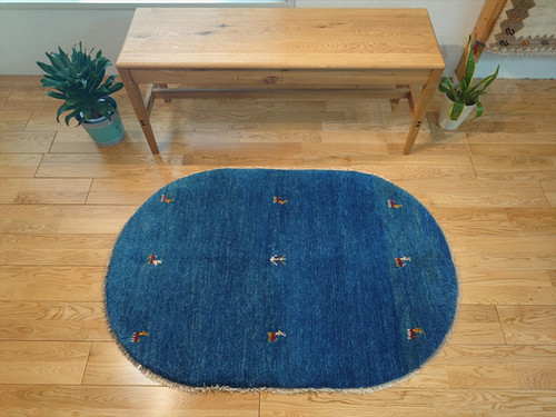 ペルシャ　ギャッベ ソファ前　128×75 茜色　ヤギ 新品 ペルシャ絨毯 手織り ギャッベ 39×40cm 茜色 ライオン