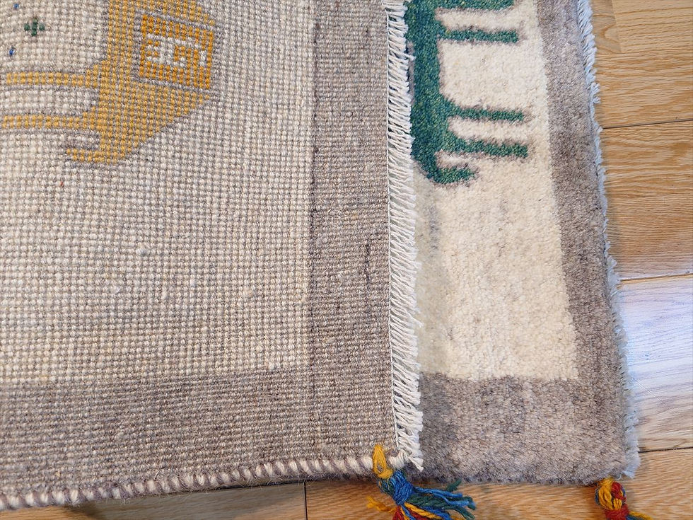 サムネイル： ハンドメイド　天然ウール　ペルシャ　ギャッベ　マット　ラグ　85x63cm　ラクダ　RJ13720