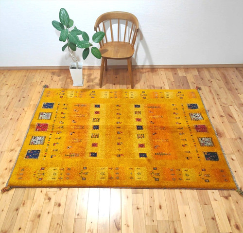 ペルシャ ギャッベ リビング 197x150cm 黄金色 | msrugfactory