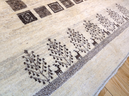 ペルシャ ギャッベ リビング 193x155㎝ ザクロの木 アイボリー ペルシャ ギャッベ リビング 193x155㎝ ザクロの木 アイボリー