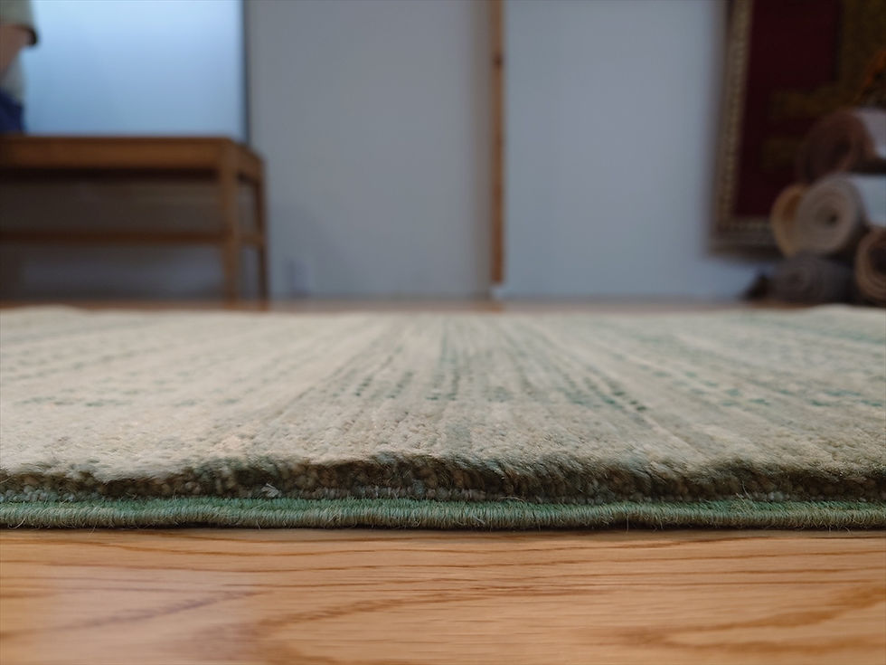 サムネイル： ハンドメイド　夏は涼しく冬は暖かい天然ラグ ガゼニラハット　マット　95x63㎝　モスグリーン　P90GR