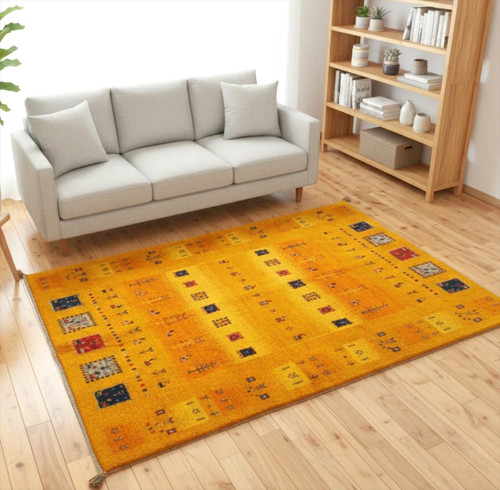 ペルシャ ギャッベ リビング 197x150cm 黄金色 | msrugfactory