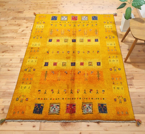 ペルシャ ギャッベ リビング 197x150cm 黄金色 | msrugfactory