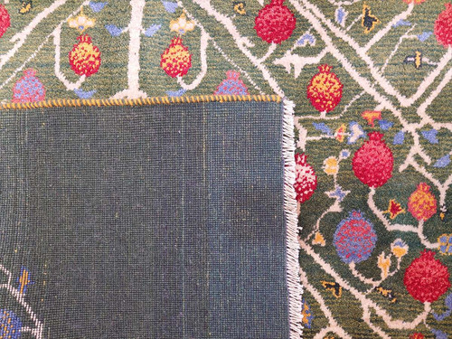 ペルシャ ギャッベ リビング ラグ 200x155cm ザクロの木 緑色 RJ11350