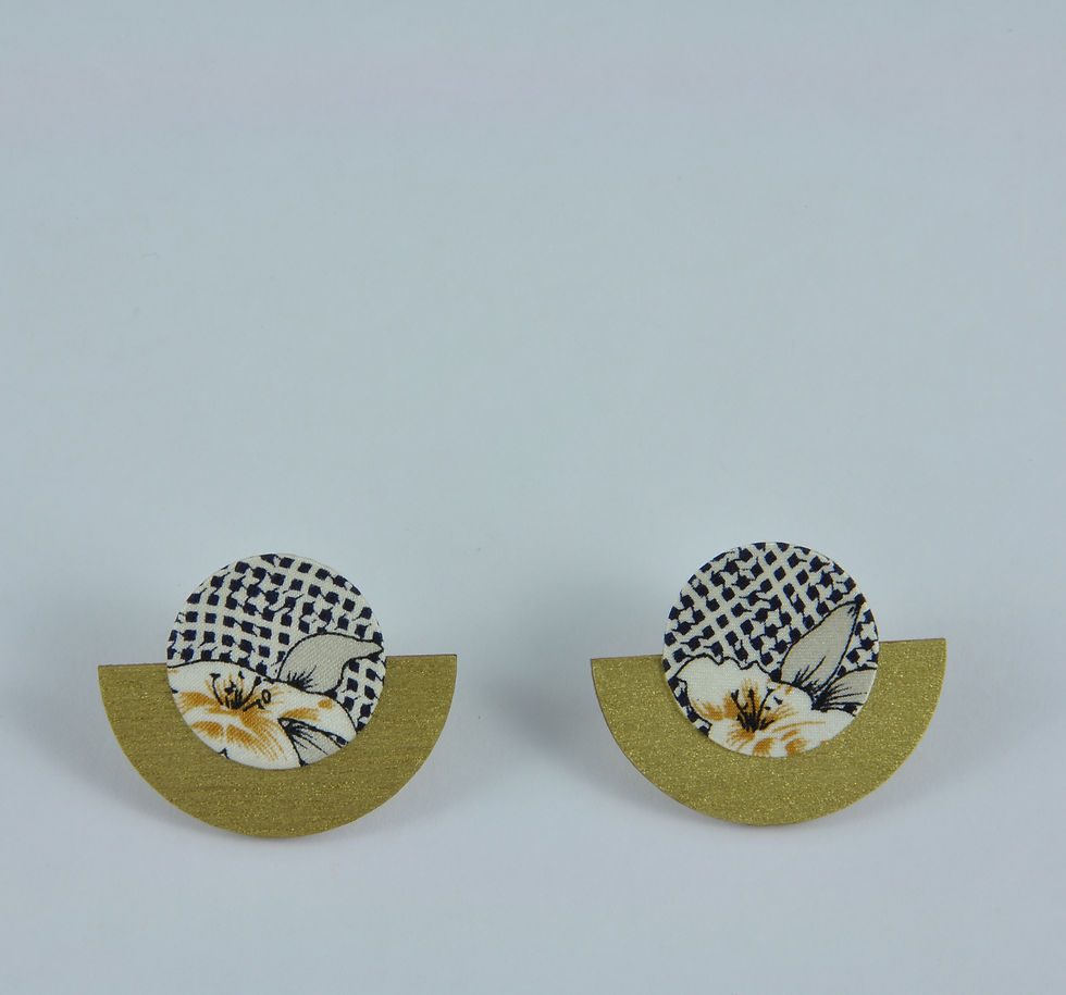 Flower Half Moon Silk Earrings