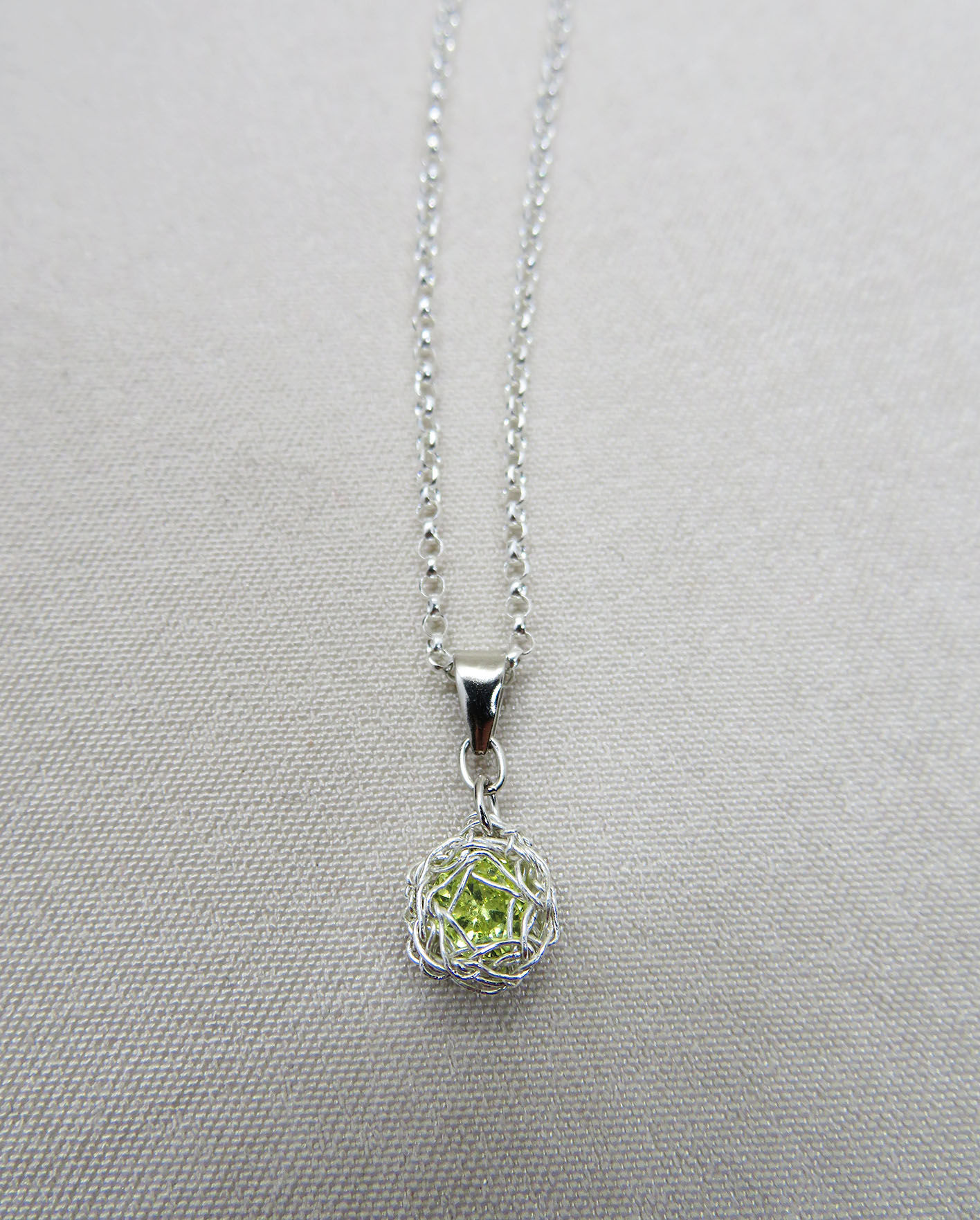 Lime Zirconia Crochet Necklace