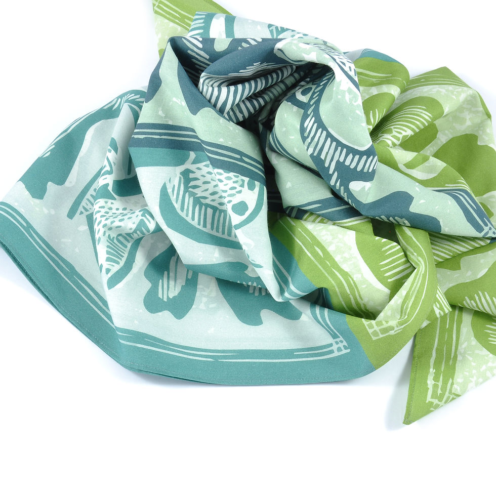 Thumbnail: Geometric Flowers Silk & Cotton Scarf