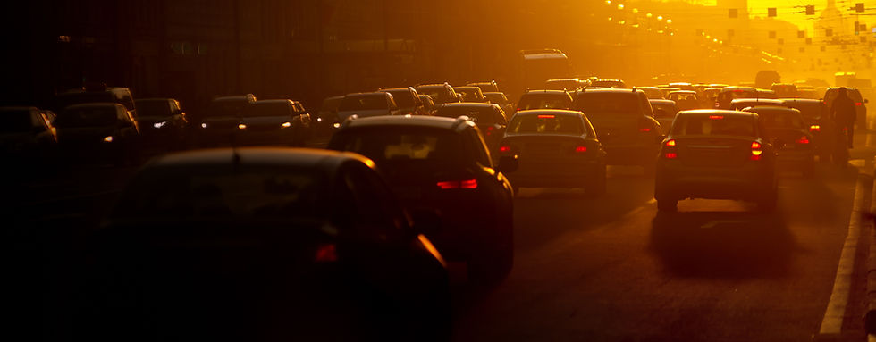 Automobiles in dense traffic