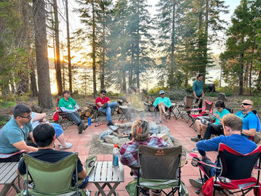 participants around our campground at sunset