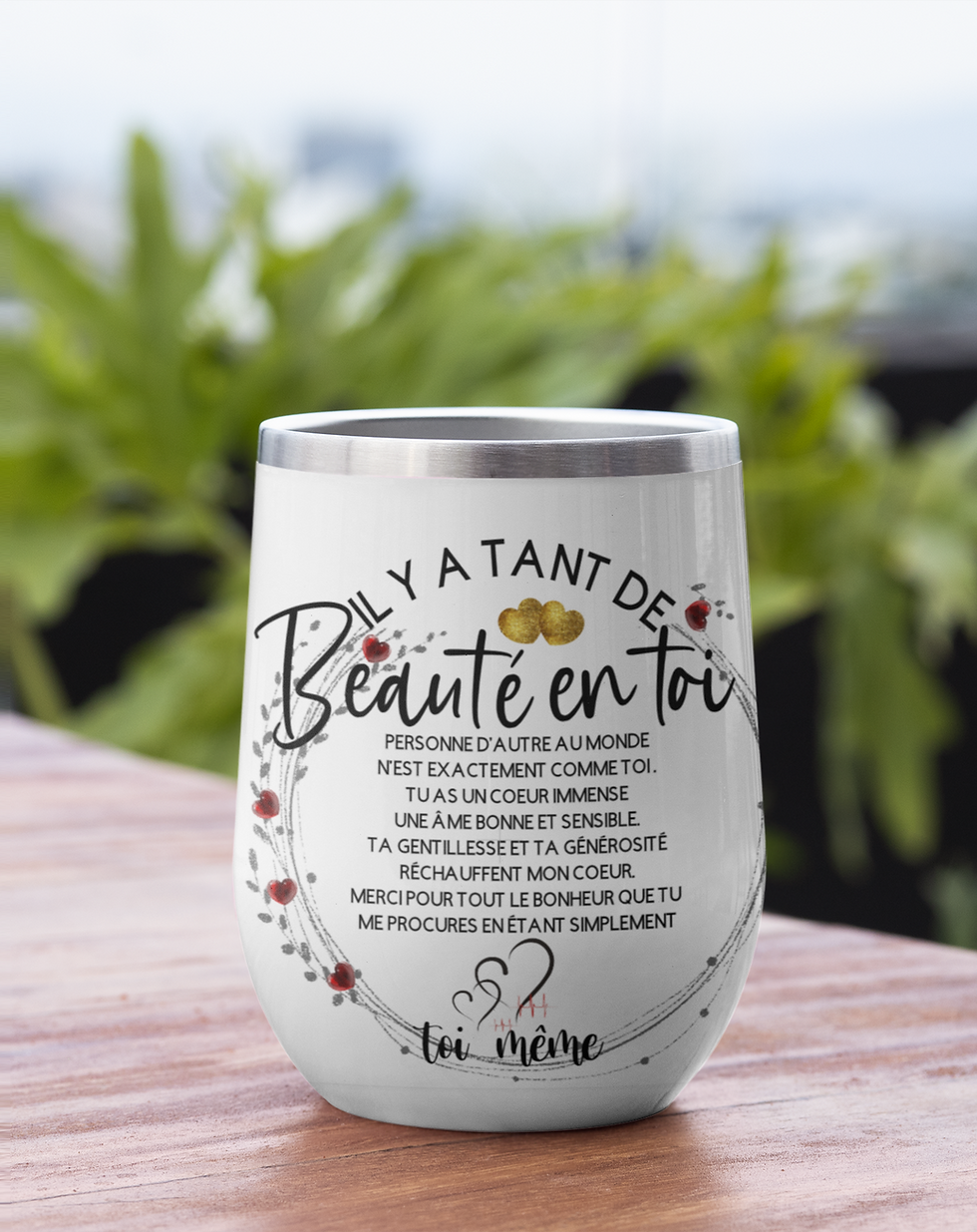 Miniature : Coupe a vin Stainless/Stainless Steel Stemless Wine Cup with Lid  St Valentin