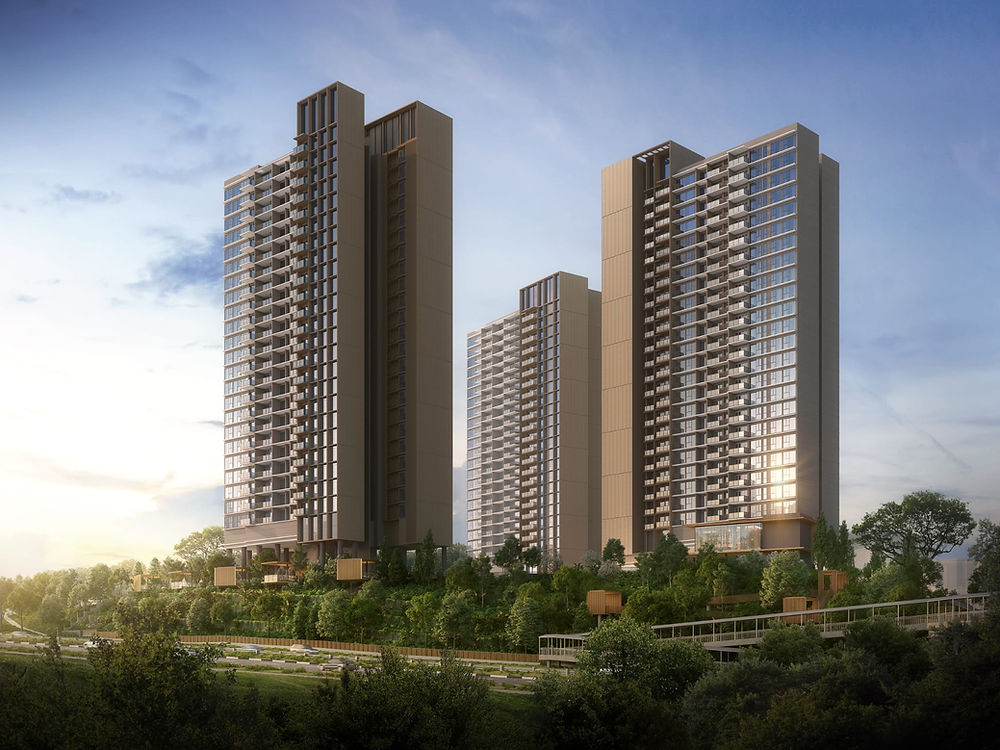 Nava Grove residential development surrounded by lush greenery in Singapore's tranquil Pine Grove and Ulu Pandan enclave, blending modern architecture with a serene natural landscape