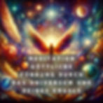Ein lebhaftes Bild, das eine spirituelle Verbindung darstellt, mit helleren Sternen, intensivem weichen Licht und Symbolen w