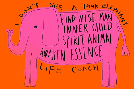 Creative life coaching Online or In-person. I don't see a pink elephant.
