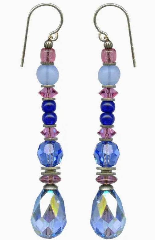 Owen Glass Earrings, Splash 17 - Glass in Light Sapphire, Rose Pink