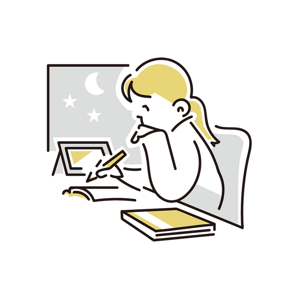 深夜に勉強する受験生のイラスト.png