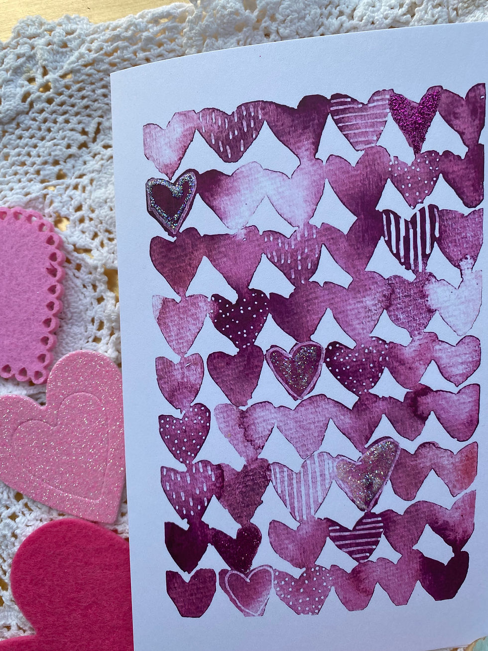 Miniature : Carte imprimée coeurs sans brillant