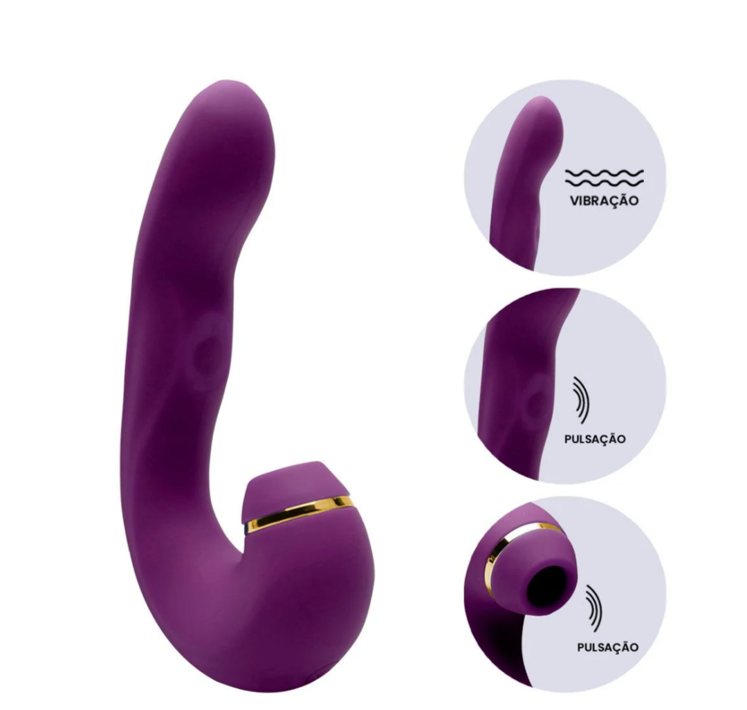 Vibrador estímulo triplo (Ponto G, clitóris e pulsação)
