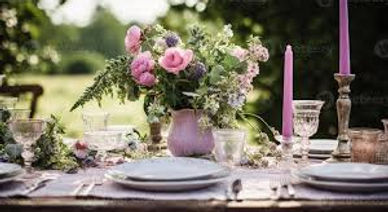pink flower tablescape