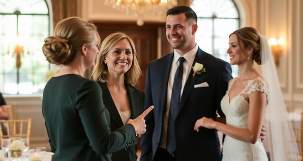 Wedding planner with bride & groom