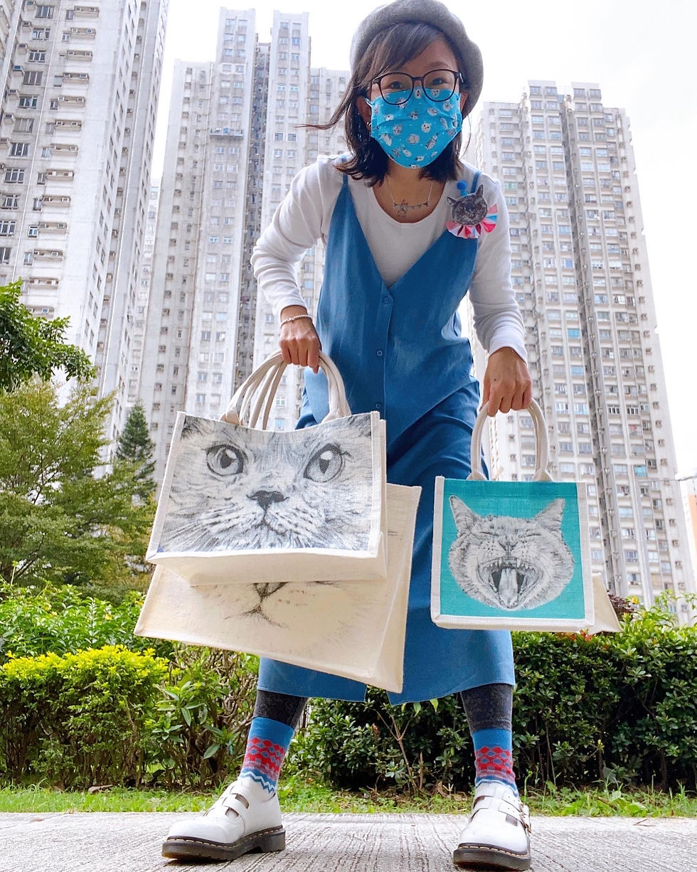 縮圖：派對動物麻質環保購物袋（兩個尺寸）