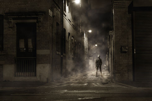 Mafia Man at Night Black and White