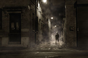 Mafia Man at Night Black and White
