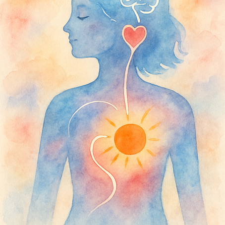 aquarelle douce femme connecter a elle par le coeur et le cerveau